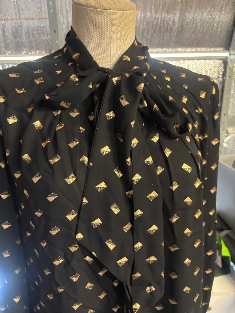 Worthington Black Blouse with Gold Foil Accent